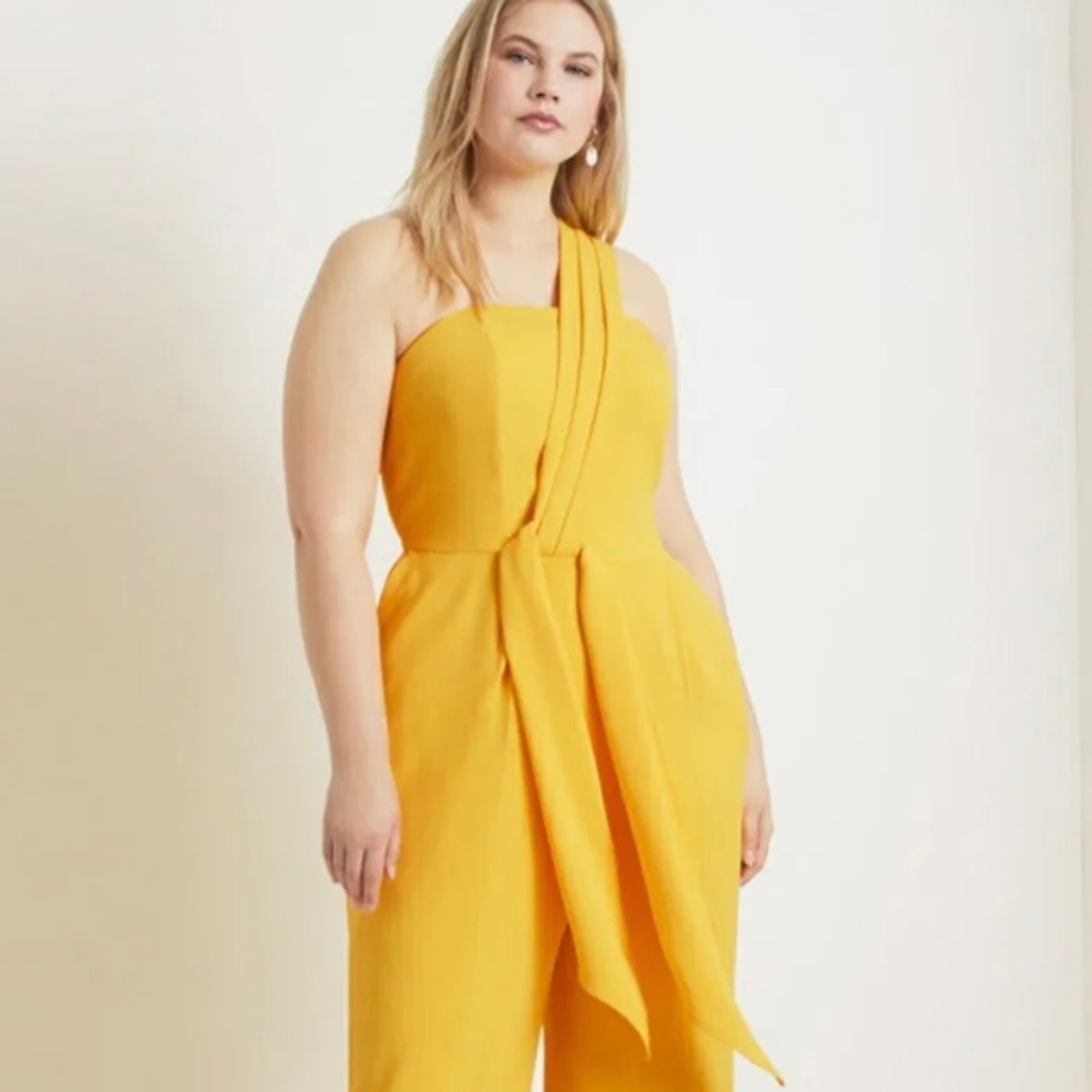 Eloqui Bright Yellow One Shoulder Jumpsuit